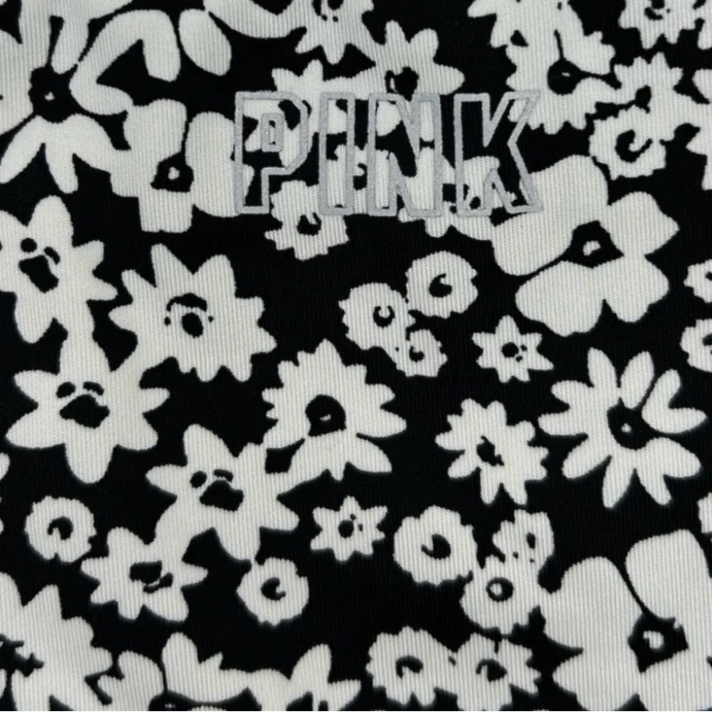 Black and White Floral Crop Top and Bike Short Set - Picture 6 of 8